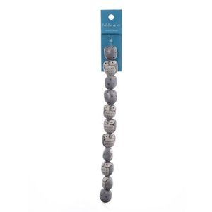 hildie & jo 7" Ceramic Strand Porcelain Owl Beads, Gray, 13 x 15mm